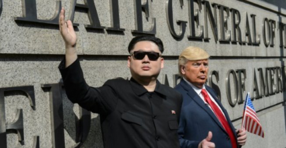 Los imitadores de Kim Jong-un y Donald Trump. Hong Kong, enero de 2017. 