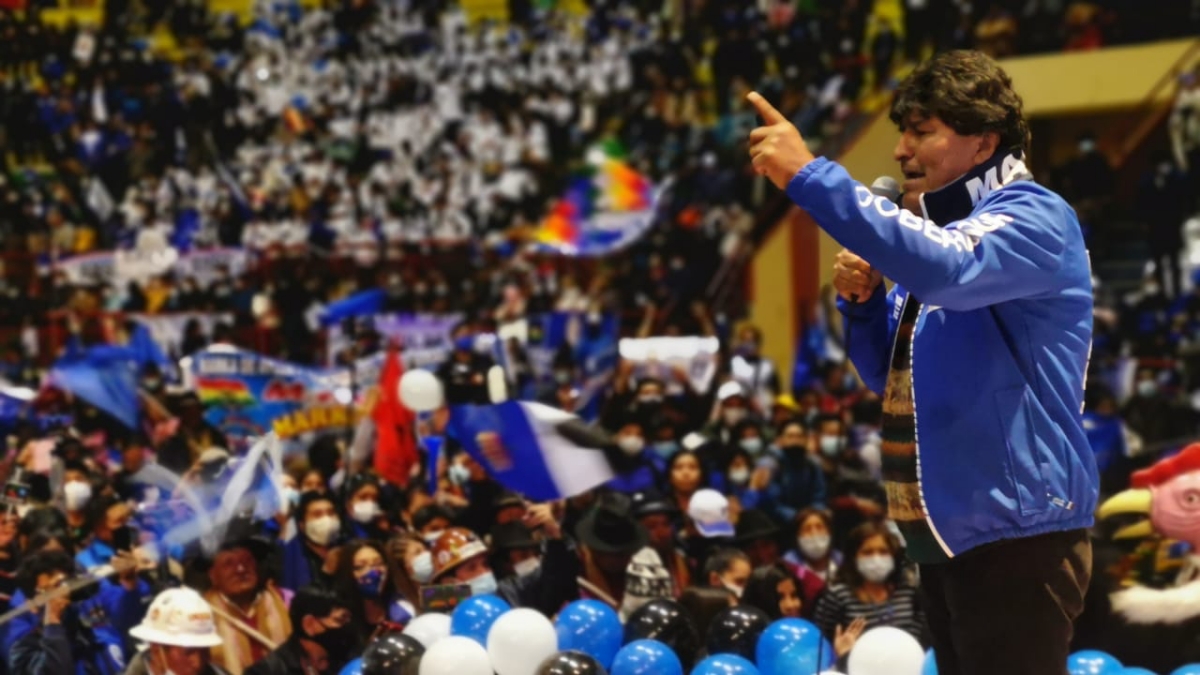 Evo Morales en el cierre de campaña del MAS en El Alto. 