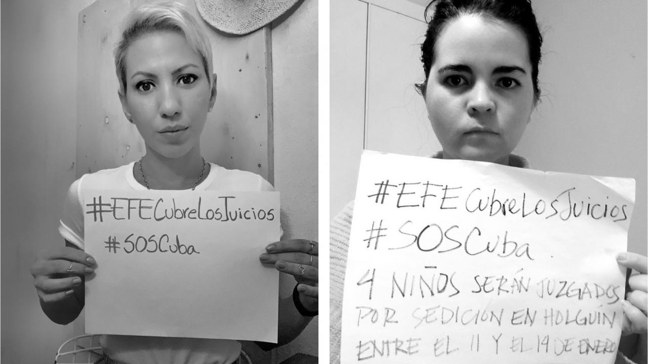 Activistas cubanas exigen una cobertura de los juicios a la Agencia EFE.