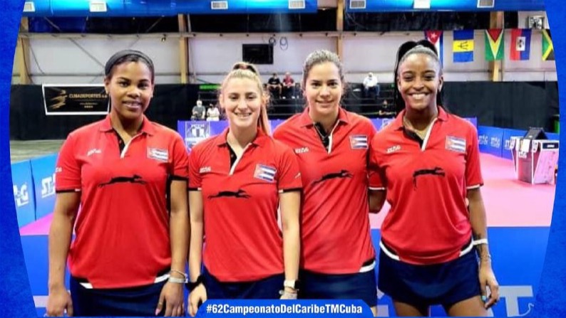 El equipo femenino cubano de tenis de mesa.