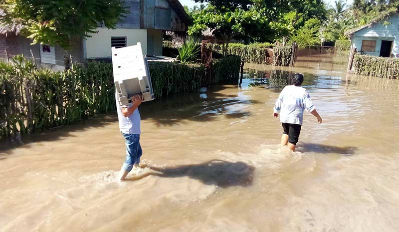 Inundaciones en el Consejo Popular Yaguabo, en el municipio holguinero de Cacocum.