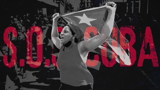 Cubanas en las protestas del 11J. Ilustración.