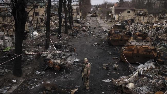 Destrucción en Ucrania por la invasión de Rusia.
